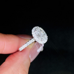 Oval Cut Halo Diamond Engagement Ring | Cathedral Pavé Band