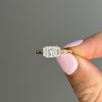Princess Cut Lab Grown Diamond Engagement Ring with Baguette Side Stones