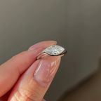 1 carats Marquise cut Diamond Bezel XL Pinky Ring