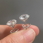Round Lab Grown Diamond Stud Earrings | 4 Prong Martini Set Solitaire Earrings | 14K Gold Fine Jewelry