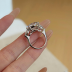 5 CT Oval Lab Grown Diamond Three Stone Engagement Ring | Pear Side Stone Solitaire Ring