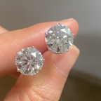 Round Lab Grown Diamond Stud Earrings | 4 Prong Martini Set Solitaire Earrings | 14K Gold Fine Jewelry