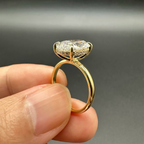 Oval Cut Lab Grown Diamond Solitaire Engagement Ring | Hidden Halo Yellow Gold Ring