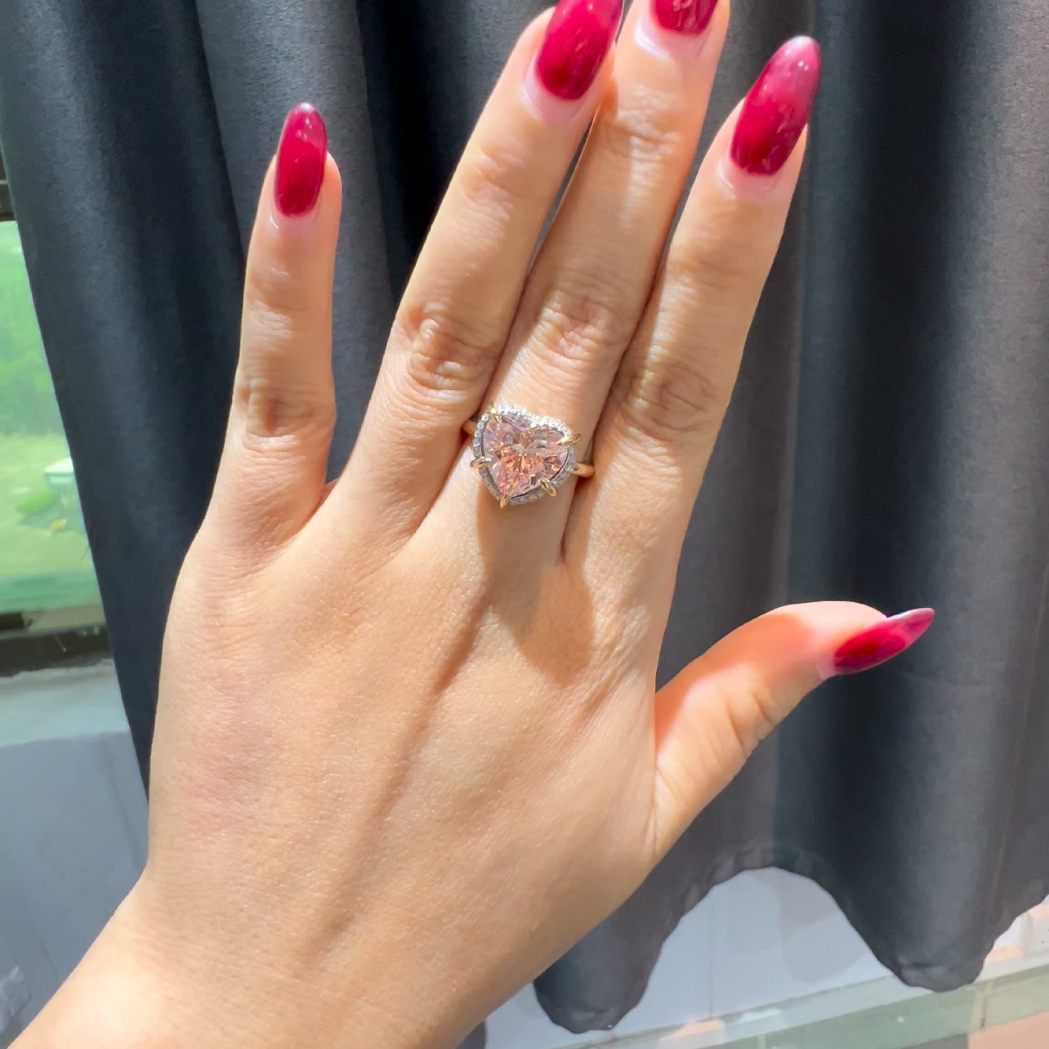 4 CT Heart Pink Lab Grown Diamond Engagement Ring with Hidden Halo | 14K Solid Gold Solitaire Ring