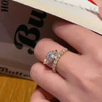 1 CT Marquise Cut Lab Grown Diamond Solitaire Ring | Round Diamond Wedding Band | 14K Gold Engagement Ring