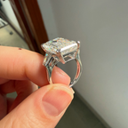 10 CT Emerald Cut Lab Grown Diamond Engagement Ring with Tapered Baguette Side Stones