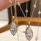 Marquise Cut Lab Grown Diamond Pendant Necklace | Bezel Set Gold Pendant