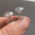 Round Lab Grown Diamond Stud Earrings | 4 Prong Martini Set Solitaire Earrings | 14K Gold Fine Jewelry