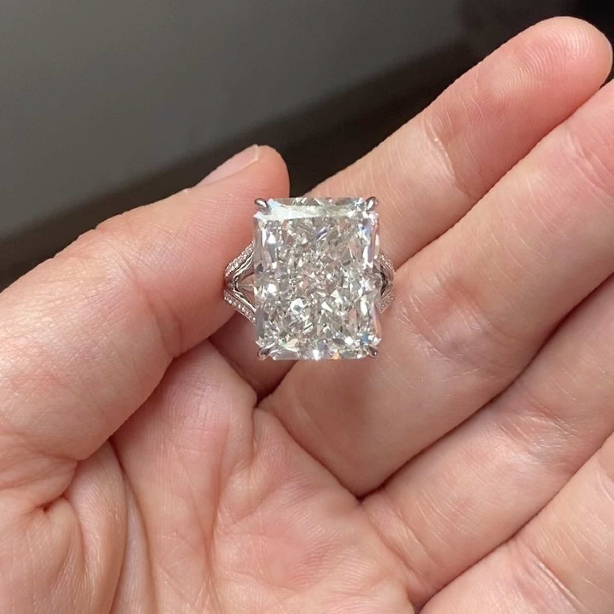 20 CT Radiant Cut Lab Grown Diamond Ring | Hidden Halo Split Shank Solitaire Engagement Ring | 14K Gold
