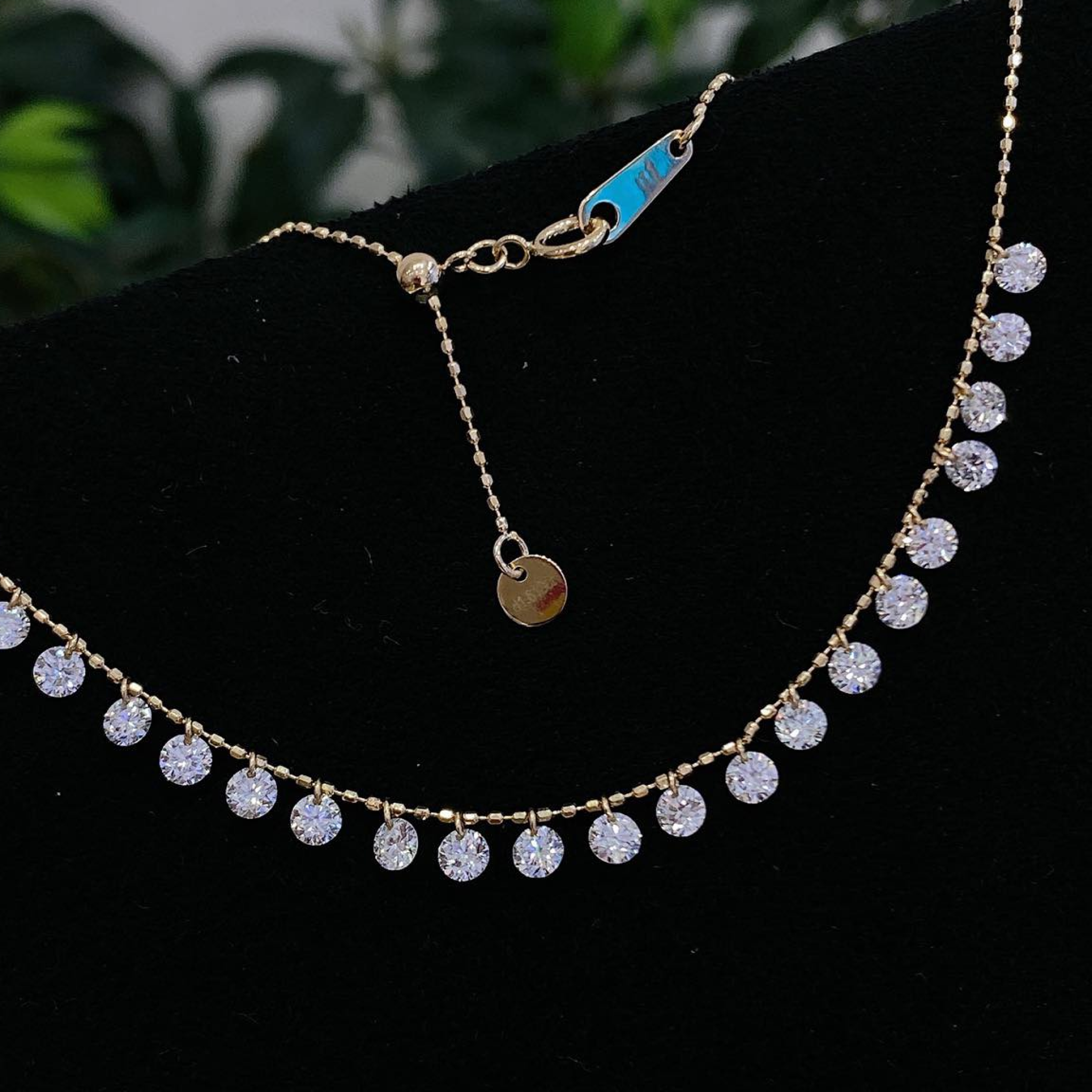 Round Lab Grown Diamond Station Drop Necklace | Dainty Floating Diamond Necklace
