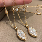 Marquise Cut Lab Grown Diamond Pendant Necklace | Bezel Set Gold Pendant
