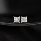 Princess-Cut Lab Grown Diamond Solitaire Stud Earrings in Four-Prong Basket Setting