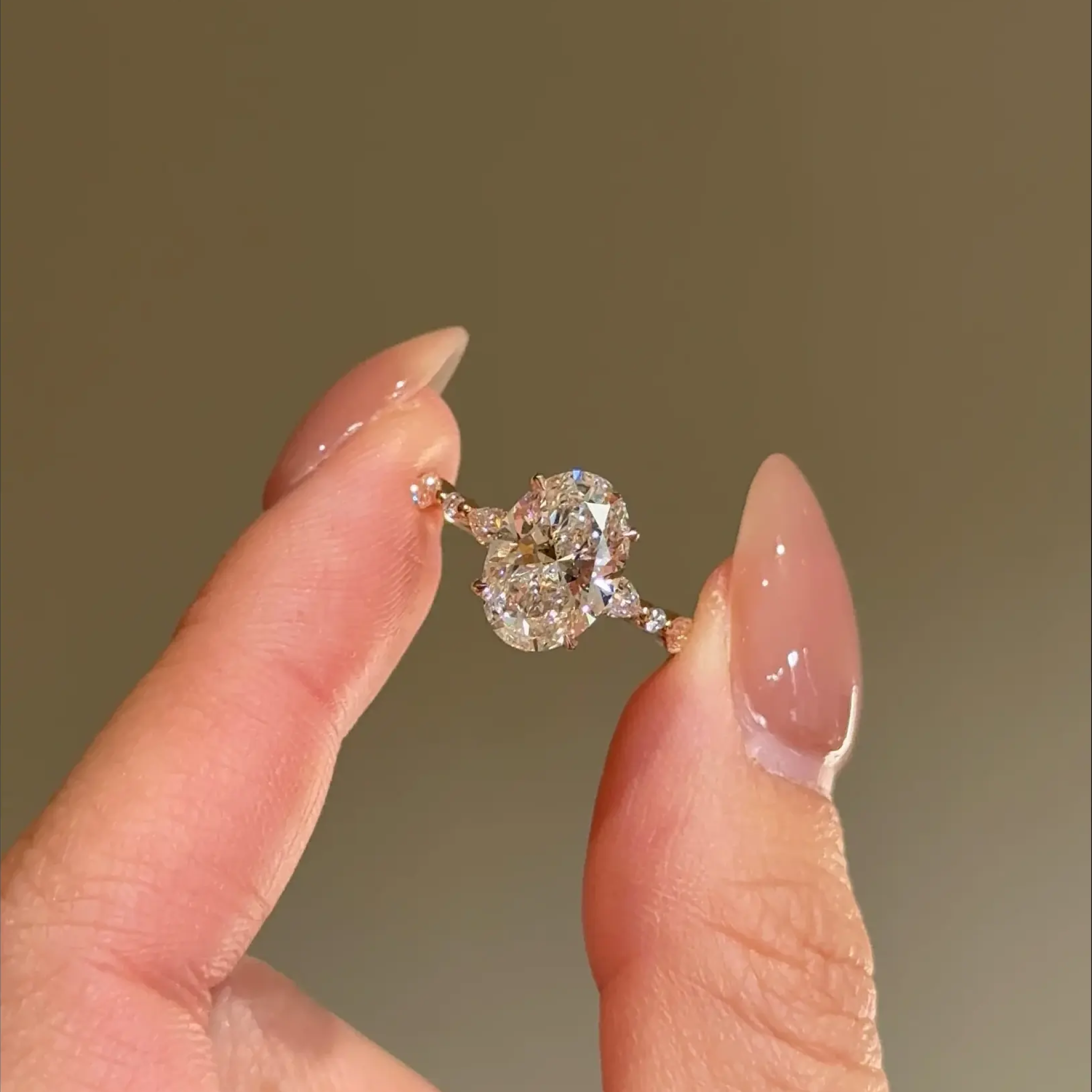 2 carats Oval Cut Diamond with Micro Pave Solitaire Ring