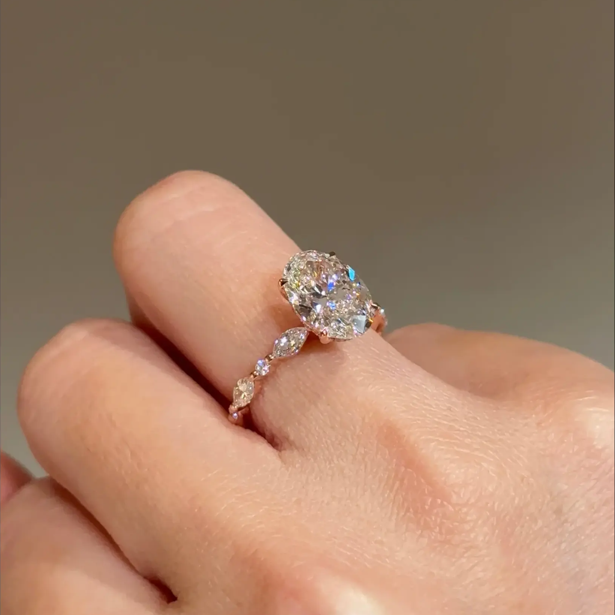 2 carats Oval Cut Diamond with Micro Pave Solitaire Ring