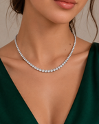 Graduated Round Lab Grown Diamond Tennis Necklace | 14K Gold Classic Tennis Necklace