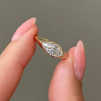 1 carats Marquise cut Diamond Bezel XL Pinky Ring