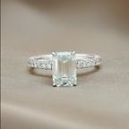 2 carats Emerald Cut Diamond Micro Pave Ring