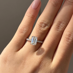 2 carats Emerald Cut Diamond Micro Pave Ring