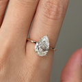 2 Carats Pear Cut Diamond Solitaire with Hidden Halo Setting