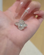 5 CT Oval Lab Grown Diamond Three Stone Engagement Ring | Pear Side Stone Solitaire Ring