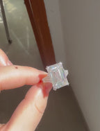 10 CT Emerald Cut Lab Grown Diamond Engagement Ring with Tapered Baguette Side Stones