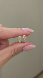 Champagne Pear Cut Lab Grown Diamond Pavé Huggie Hoop Earrings