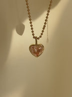 Heart Cut Pink Lab Grown Diamond Pendant | Full Bezel Solitaire Gold Necklace
