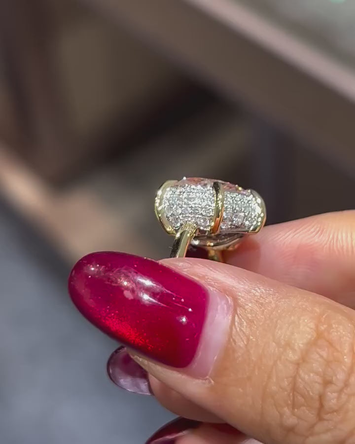 4 CT Heart Pink Lab Grown Diamond Engagement Ring with Hidden Halo | 14K Solid Gold Solitaire Ring