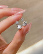 Round-Cut Lab Grown Diamond Two-Stone Drop Stud Earrings