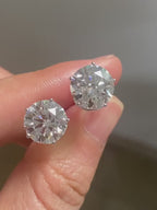 Round Lab Grown Diamond Stud Earrings | 4 Prong Martini Set Solitaire Earrings | 14K Gold Fine Jewelry