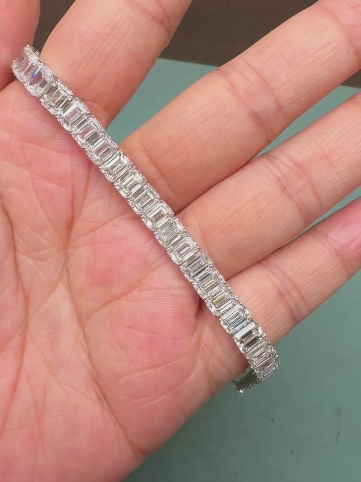 0.50 CT Each Emerald Cut Lab Grown Diamond Tennis Bracelet | Luxury 14K Gold Lab Diamond Bracelet