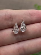 1 CT Step-Cut Pear Lab Diamond Stud Earrings in 14K Gold