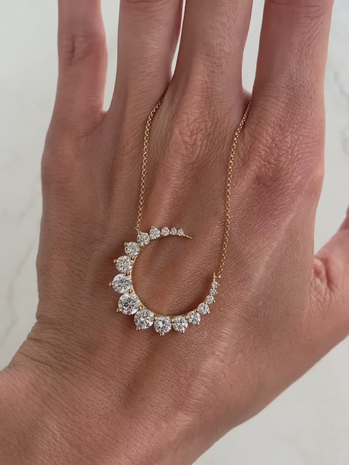 Round Brilliant Lab Grown Diamond Crescent Moon Necklace