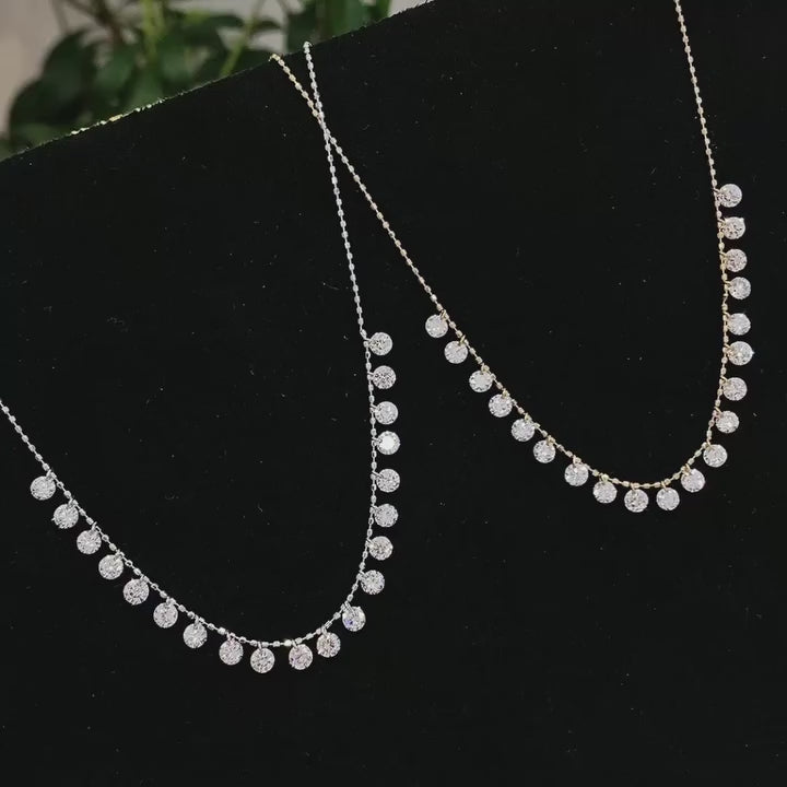 Round Lab Grown Diamond Station Drop Necklace | Dainty Floating Diamond Necklace